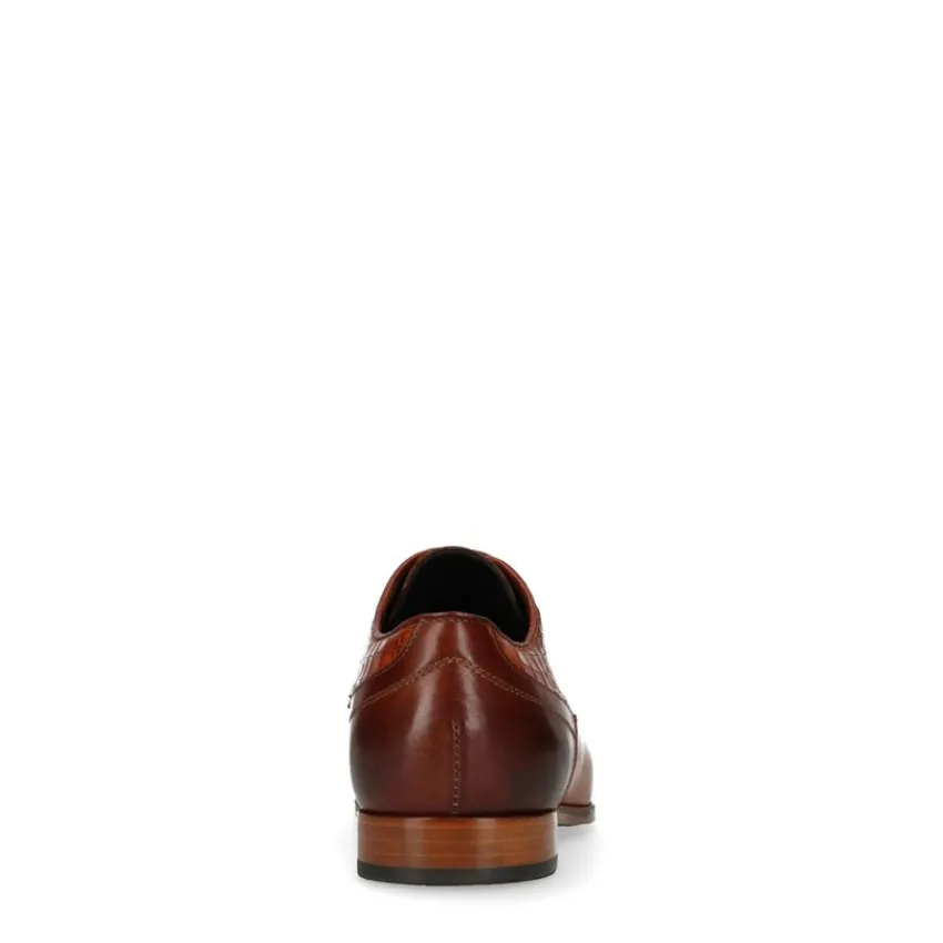 Black label Bruine veterschoenen met snakeskin details^Heren Veterschoenen