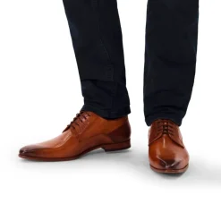 Black label Bruine veterschoenen met snakeskin details^Heren Veterschoenen