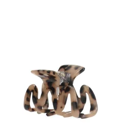 Manfield Bruine zigzag haarclip met print^ Haaraccessoires