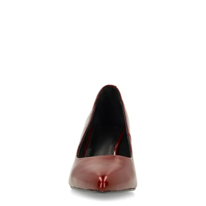 Manfield Burgundy lakleren pumps^DAMES Pumps