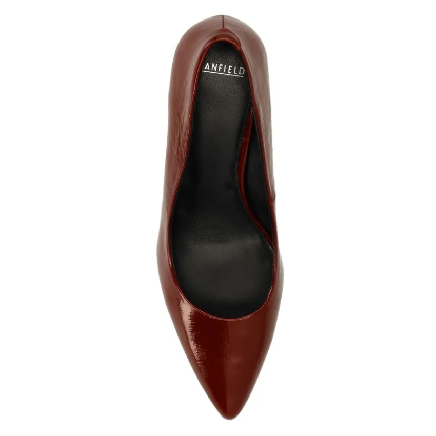 Manfield Burgundy lakleren pumps^DAMES Pumps
