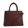 Manfield Burgundy leren handtas^ Handtassen