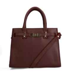 Manfield Burgundy leren handtas^ Handtassen