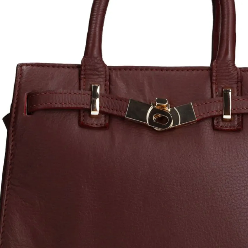 Manfield Burgundy leren handtas^ Handtassen
