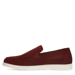 Manfield Burgundy suède loafers^Heren Loafers