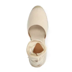 Manfield Canvas witte sleehakken^DAMES Espadrilles|Sandalen