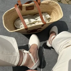 Manfield Canvas witte sleehakken^DAMES Espadrilles|Sandalen