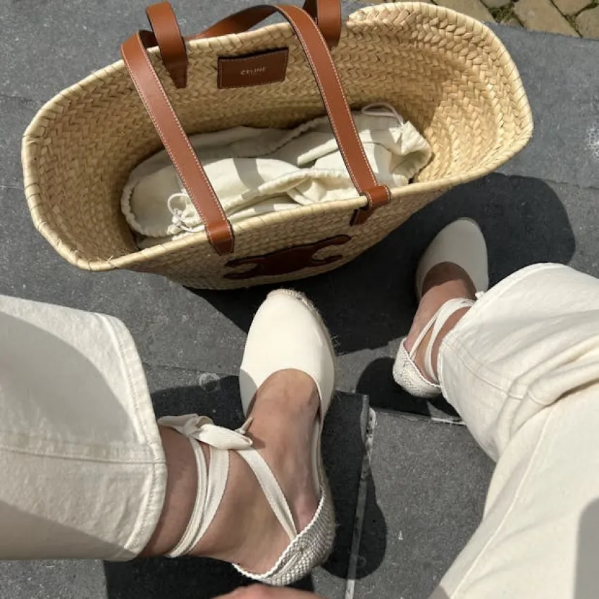 Manfield Canvas witte sleehakken^DAMES Espadrilles|Sandalen