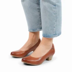 No Stress Cognac bruine pump met lage hak^DAMES Pumps