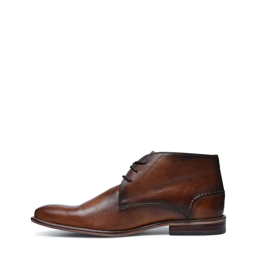 Manfield Cognac hoge veterboots^Heren Boots