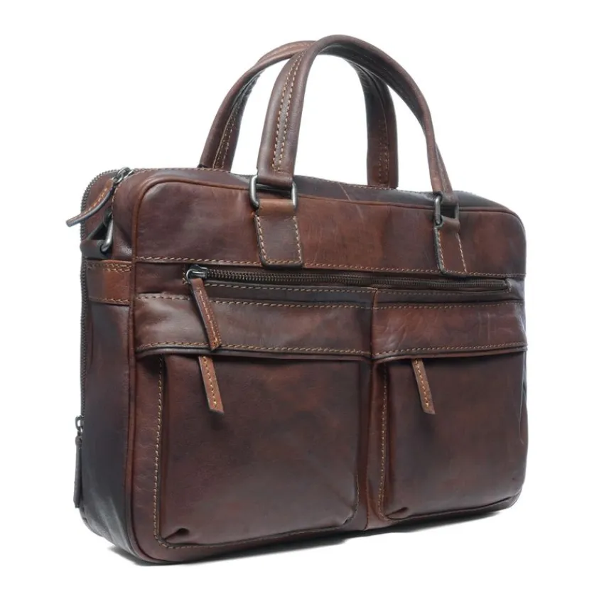 Manfield Cognac laptoptas 16 inch^ Laptoptassen