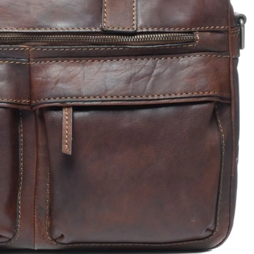 Manfield Cognac laptoptas 16 inch^ Laptoptassen