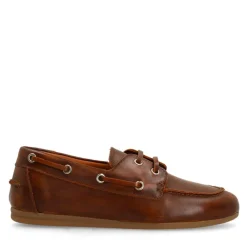 Manfield Cognac leren bootschoenen^DAMES Loafers