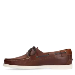 Manfield Cognac leren bootschoenen^Heren Veterschoenen|Loafers