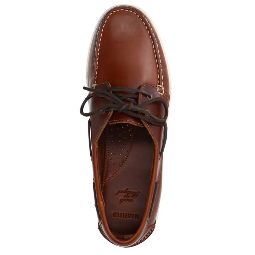 Manfield Cognac leren bootschoenen^Heren Veterschoenen|Loafers