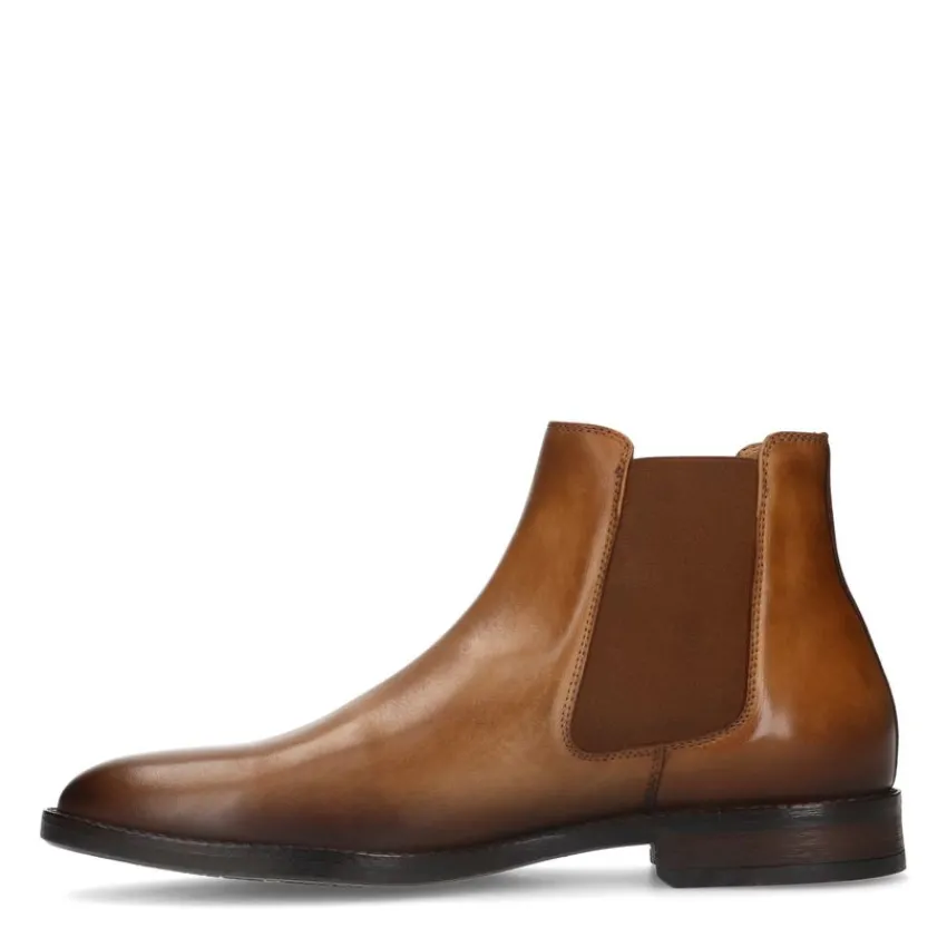 Manfield Cognac leren chelsea boots^Heren Boots