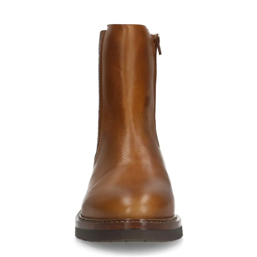 Manfield Cognac leren chelsea boots^DAMES Enkellaarsjes