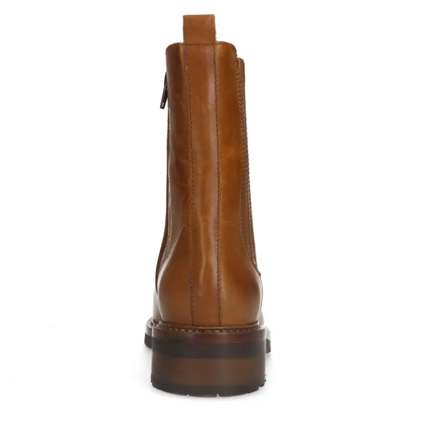 Manfield Cognac leren chelsea boots^DAMES Enkellaarsjes