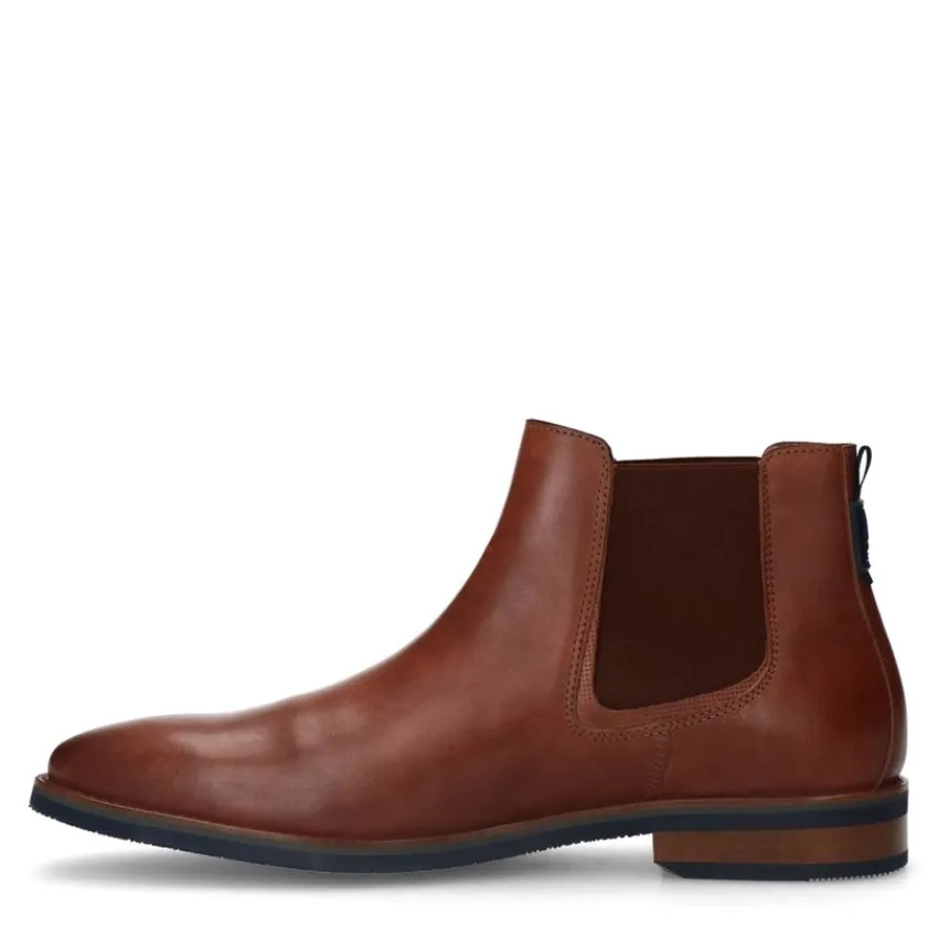 Van Lier Cognac leren chelsea boots^Heren Boots