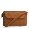 Manfield Cognac leren croco clutch^ Clutches