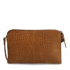 Manfield Cognac leren croco clutch^ Clutches