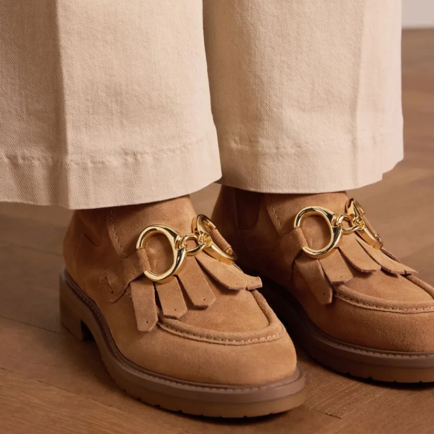 Manfield Cognac leren enkellaarsjes^DAMES Enkellaarsjes