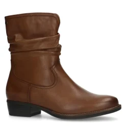 No Stress Cognac leren enkellaarsjes^DAMES Enkellaarsjes