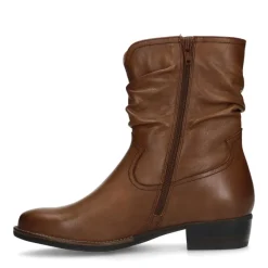 No Stress Cognac leren enkellaarsjes^DAMES Enkellaarsjes