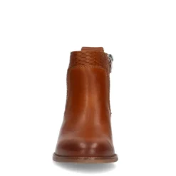 Manfield Cognac leren enkellaarsjes^DAMES Enkellaarsjes