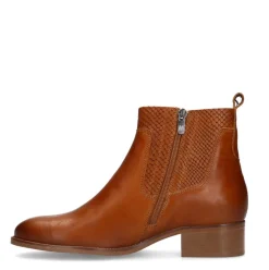 Manfield Cognac leren enkellaarsjes^DAMES Enkellaarsjes