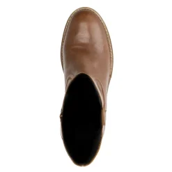 Manfield Cognac leren enkellaarsjes met hak^DAMES Enkellaarsjes