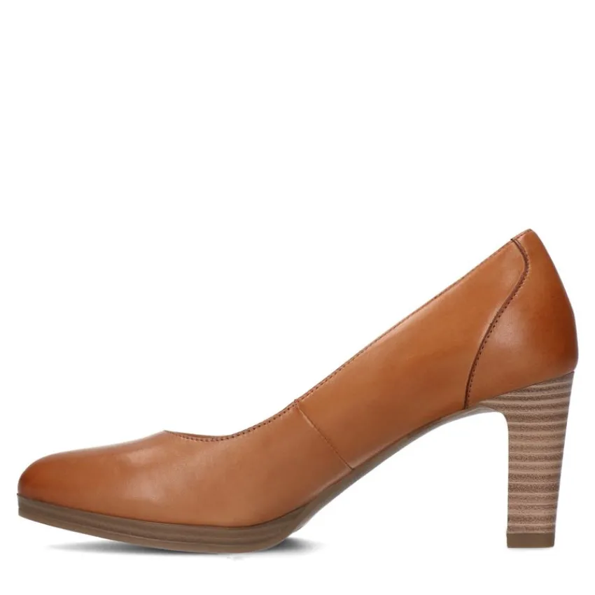 No Stress Cognac leren gesloten pumps^DAMES Pumps