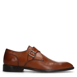 Manfield Cognac leren gespschoenen^Heren Gespschoenen