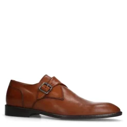 Manfield Cognac leren gespschoenen^Heren Gespschoenen