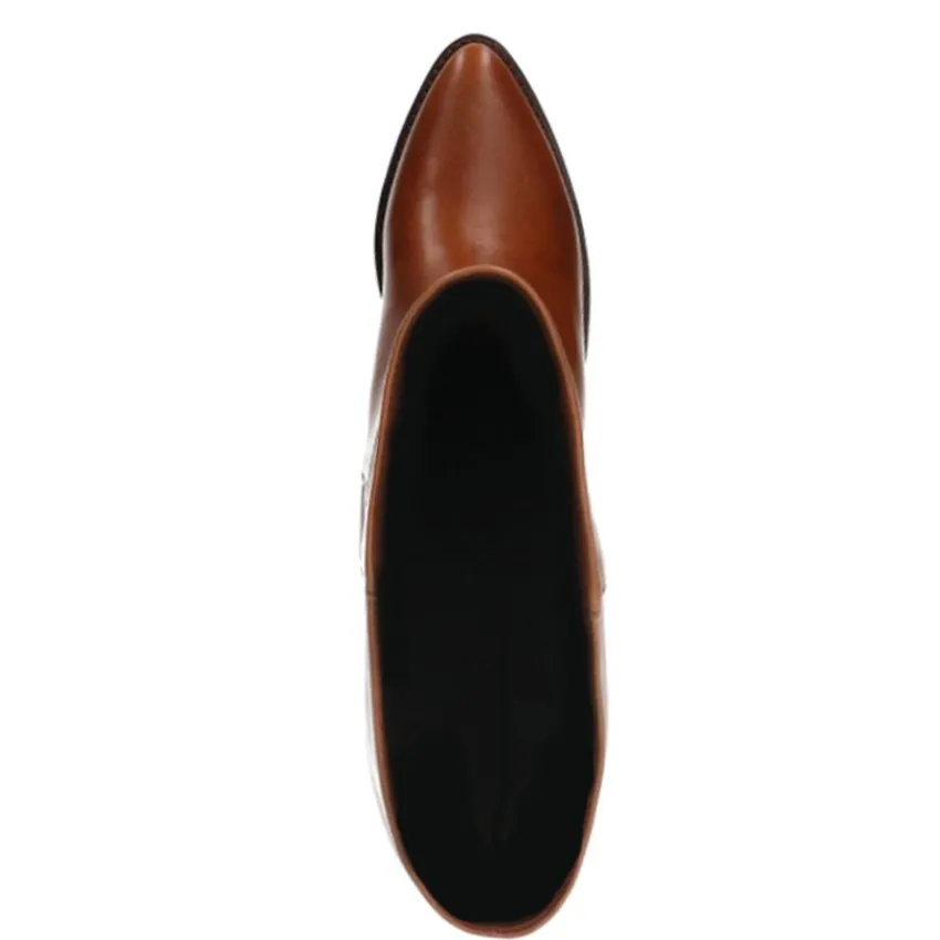 Manfield Cognac leren hoge laarzen^DAMES Laarzen