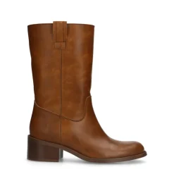 Manfield Cognac leren laarsjes^DAMES Laarzen