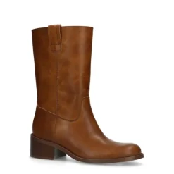 Manfield Cognac leren laarsjes^DAMES Laarzen