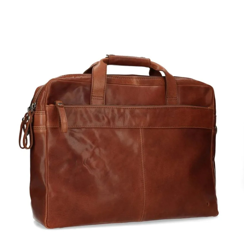 Manfield Cognac leren laptoptas 17,5 inch^ Laptoptassen