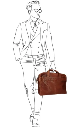 Manfield Cognac leren laptoptas 17,5 inch^ Laptoptassen