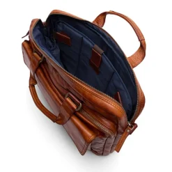 Manfield Cognac leren laptoptas 16 inch^ Laptoptassen