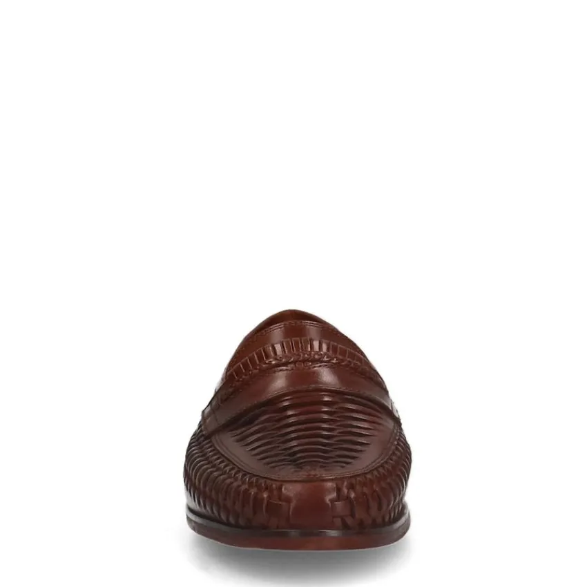 Manfield Cognac leren loafers^Heren Loafers