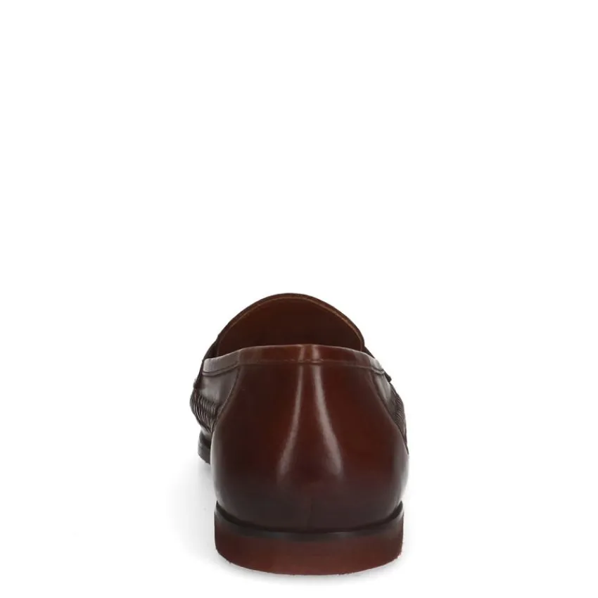 Manfield Cognac leren loafers^Heren Loafers