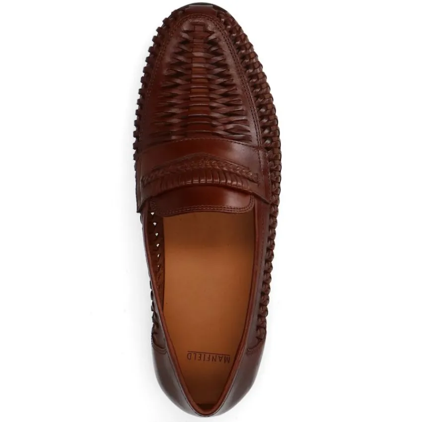 Manfield Cognac leren loafers^Heren Loafers