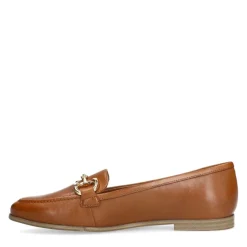 No Stress Cognac leren loafers met gouden chain^DAMES Loafers