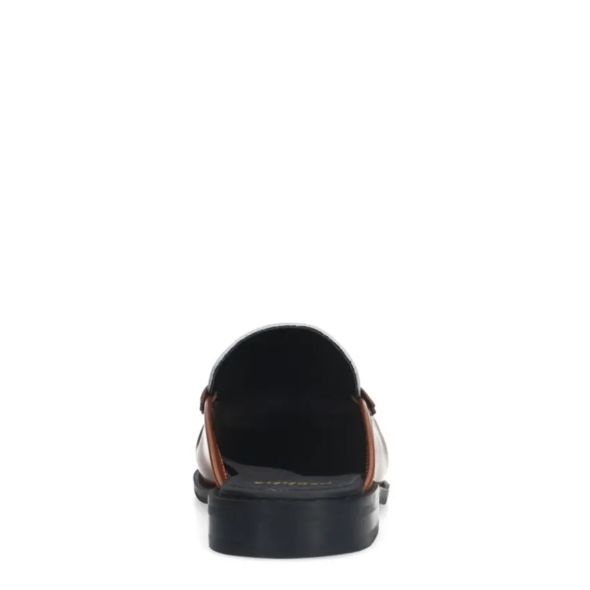 Manfield Cognac leren muiltjes met witte details^DAMES Loafers