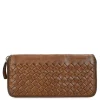 Manfield Cognac leren portemonnee met gewoven structuur^ Portemonnees