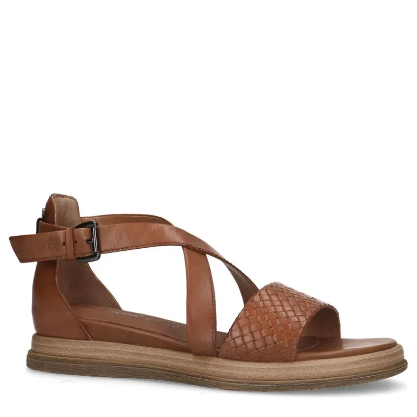 No Stress Cognac leren sandalen^DAMES Sandalen