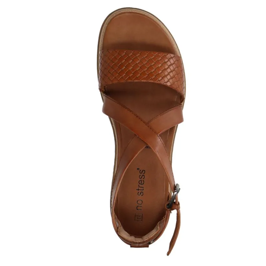 No Stress Cognac leren sandalen^DAMES Sandalen