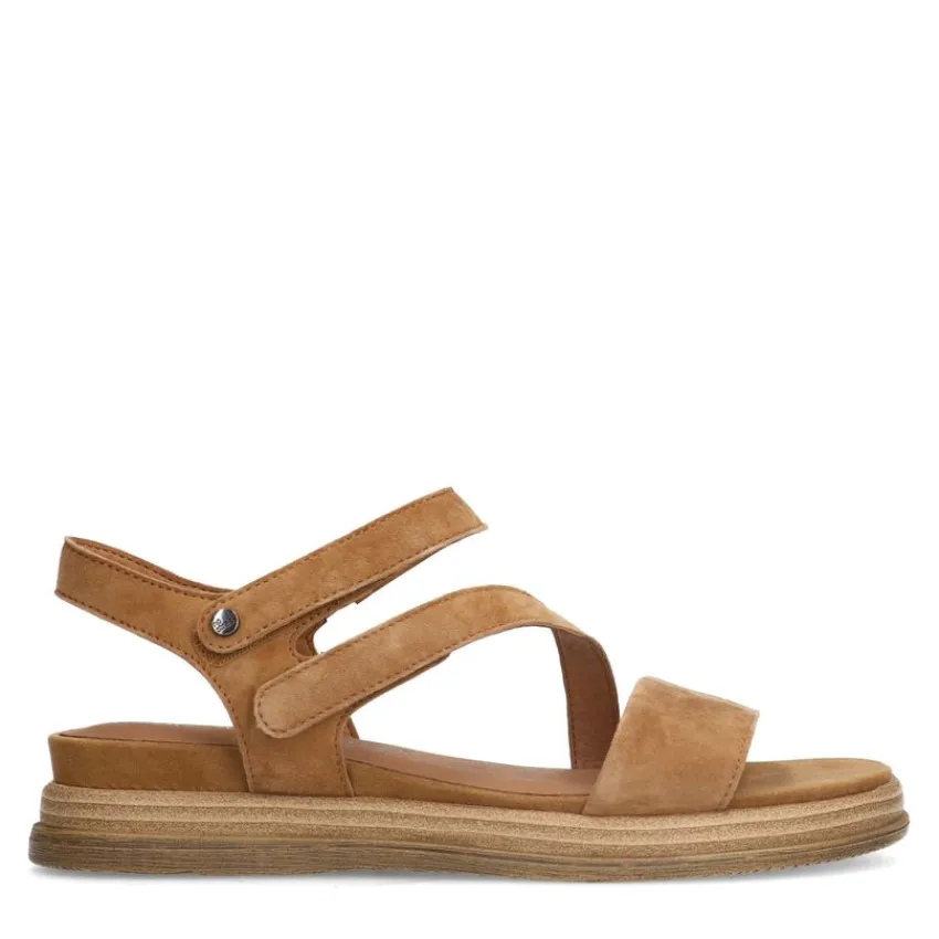 No Stress Cognac leren sandalen^DAMES Sandalen