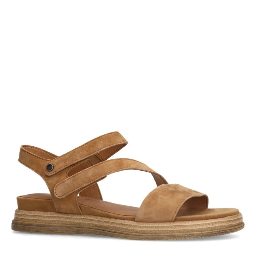 No Stress Cognac leren sandalen^DAMES Sandalen